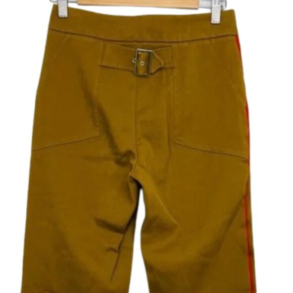 Zara SALE! High Waisted Wide Cropped Pants Mustard Color Red Stripes, sz. Medium - Picture 14 of 14